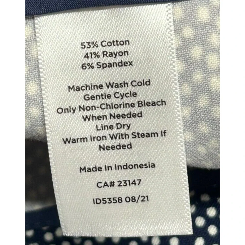 Talbots Pants Womens 16 Blue Dots Actual 38X29 Chatham Slim Ankle Side‎ Zip NWT